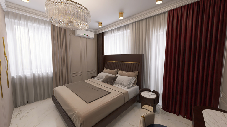 3D-Interieur-Rendering Schlafzimmer, Pure Comfort